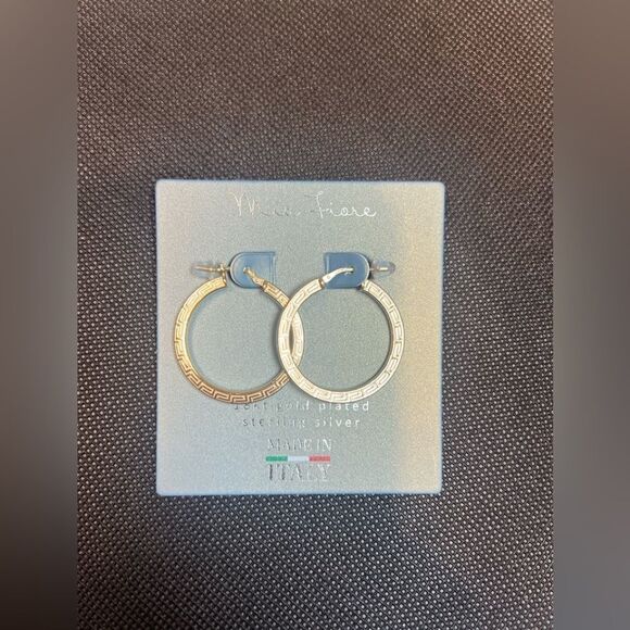 18k Gold Plated Sterling Silver Hoop Earrings - Picture 3 of 7